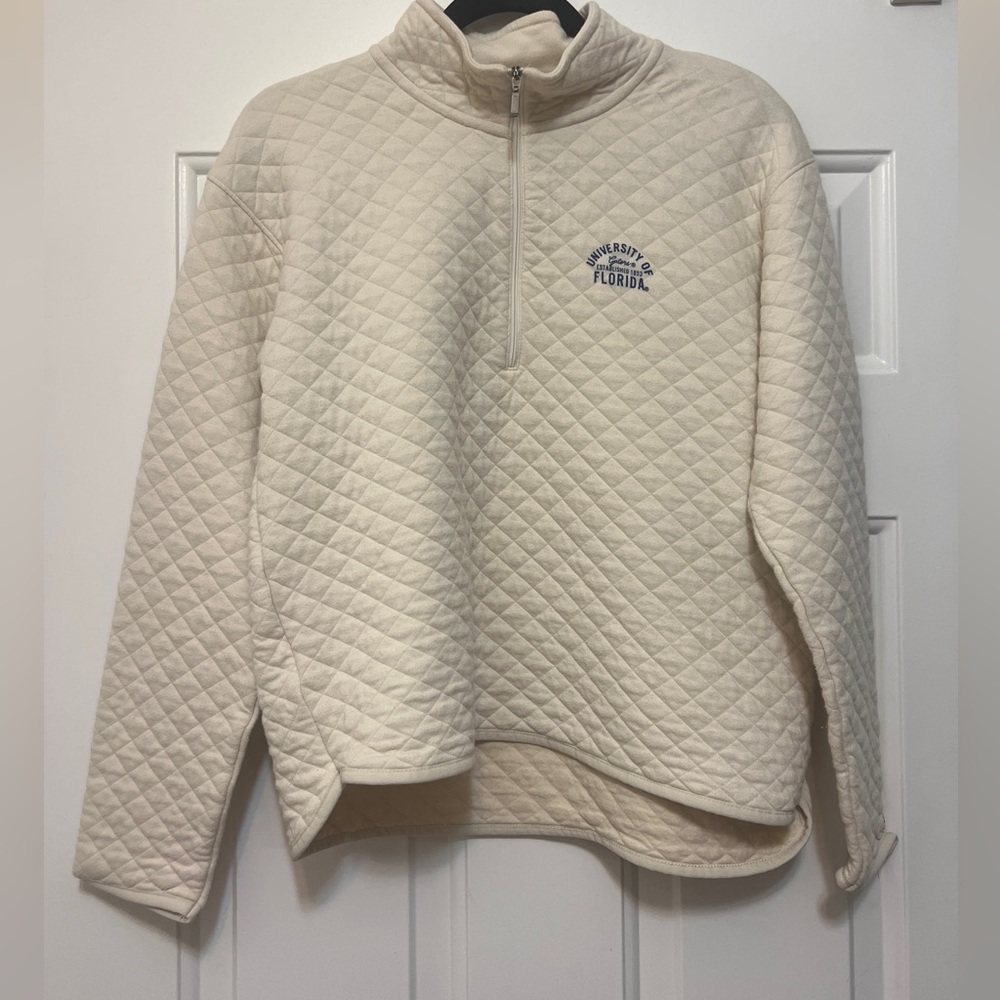 League Cream White Quilted Pullover - UF University of Florida Gators quarter